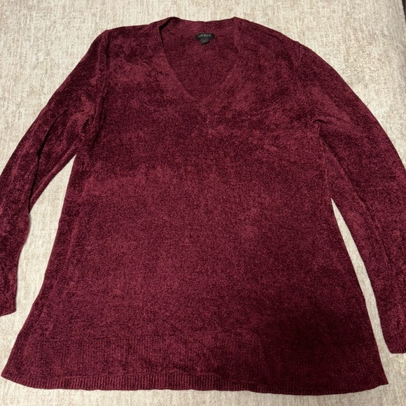 J Jill Large burgundy tunic sweater Cream - Picture 1 of 6